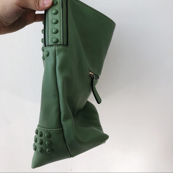 Lula large pale green bag crossbody strap studded - Picture 5 of 16